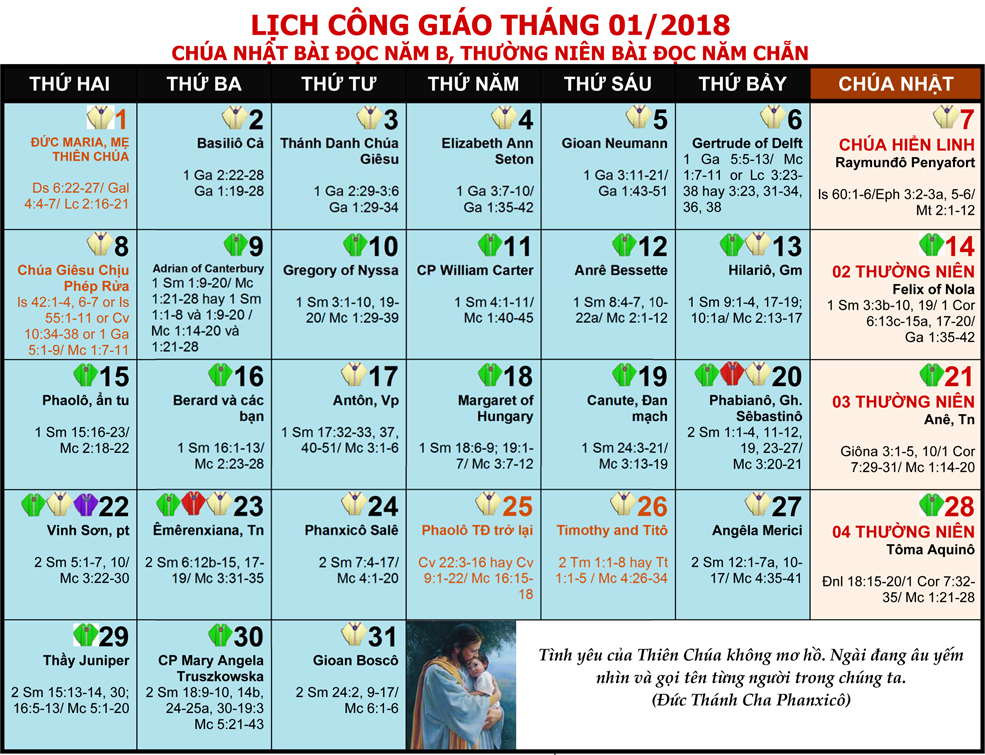 LỊCH PHỤNG VỤ